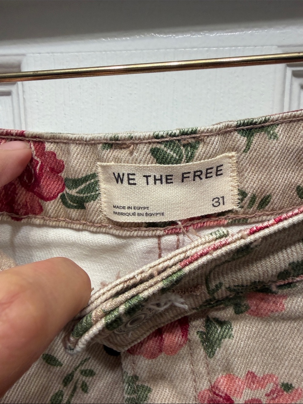We The Free Beige Floral Straight-Leg Jeans - Picture 3 of 5